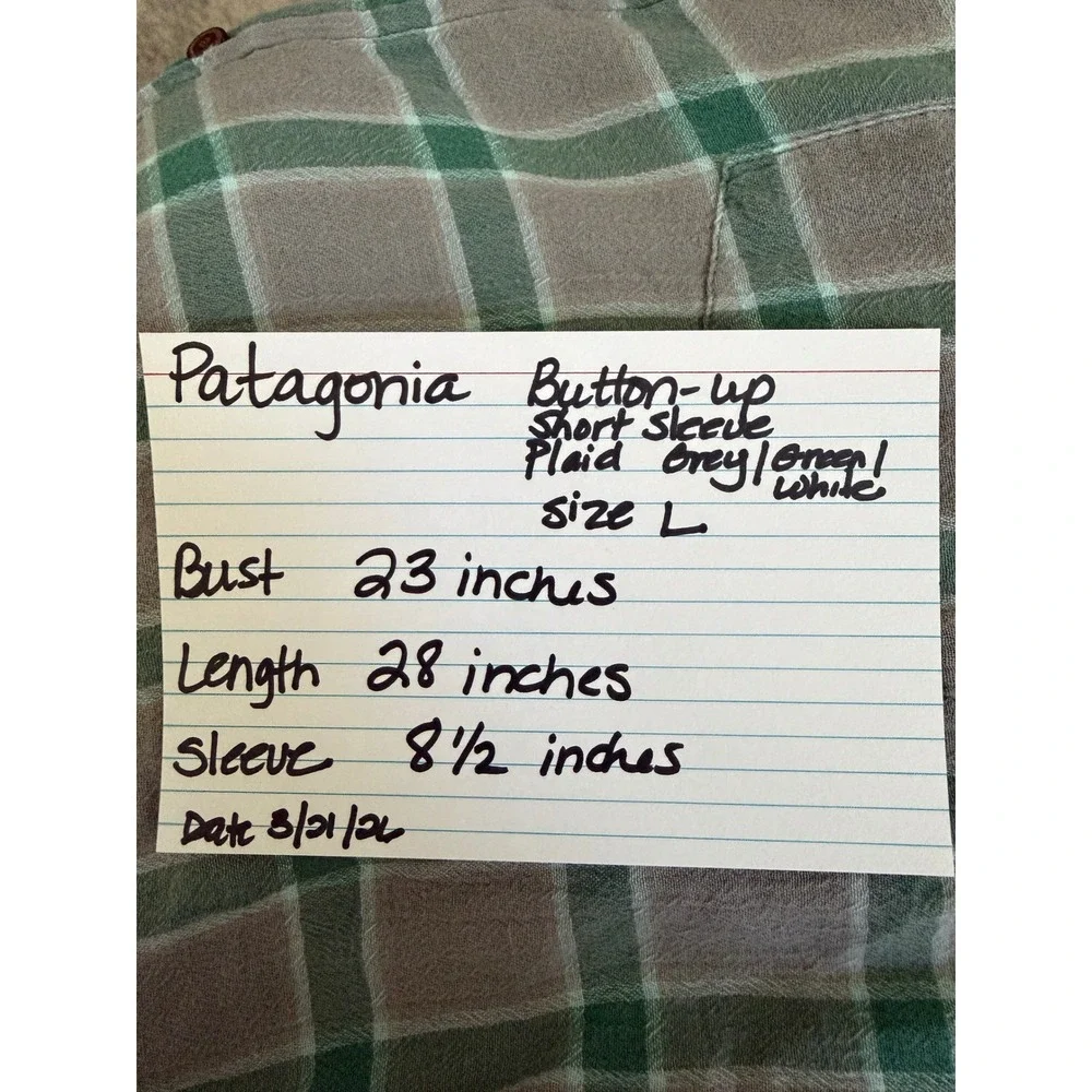 PATAGONIA Plaid Organic Cotton Short‎ Sleeve Button Down Shirt Size L